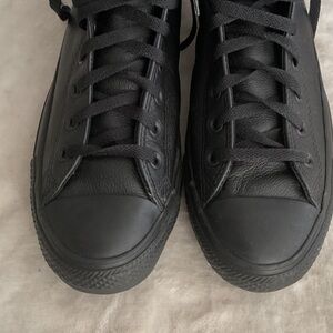 Converse Men's all  Black Leather Sneakers